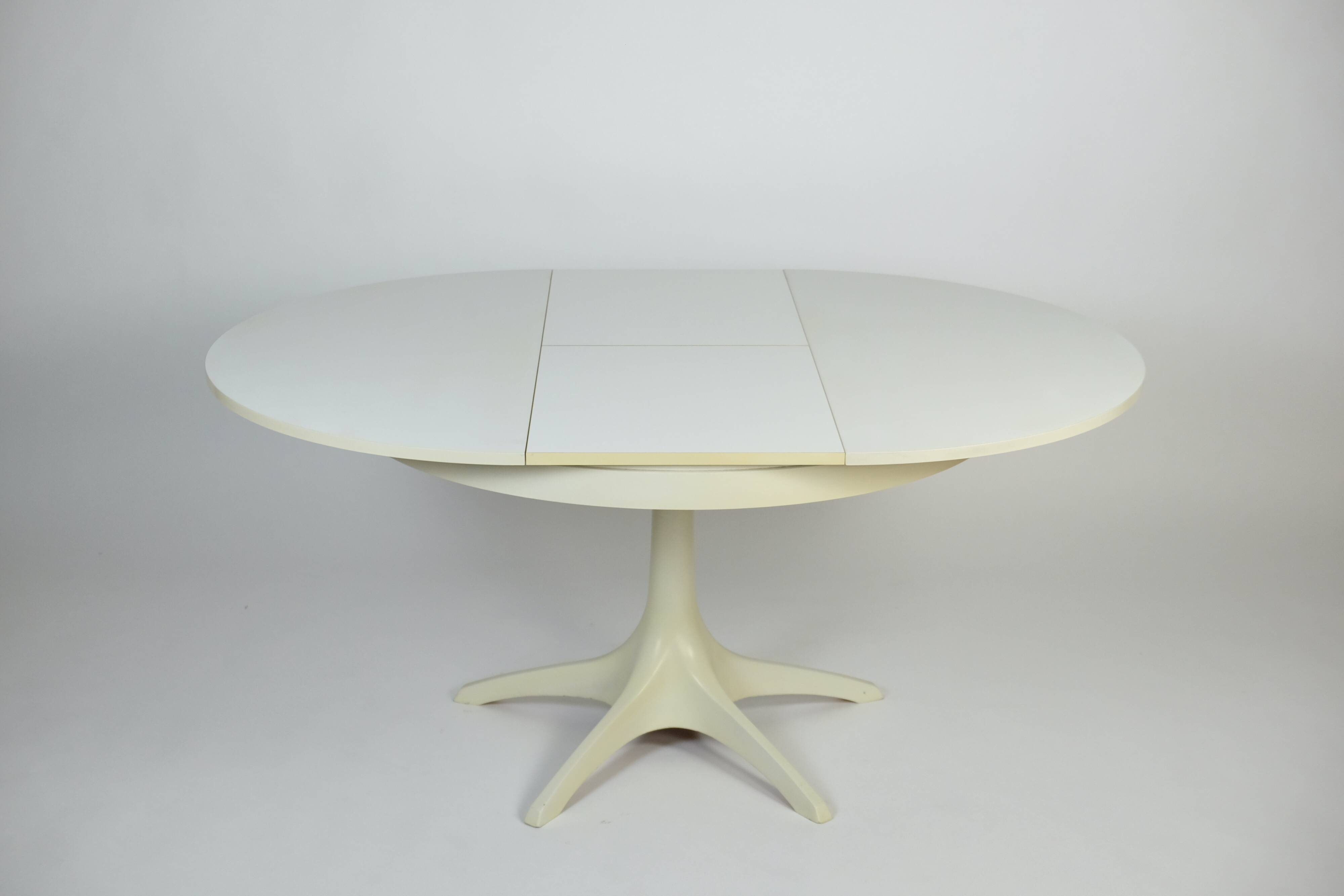 Vintage Dining Table Round Extandable 70s Space Age