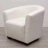 White faux leather armchair