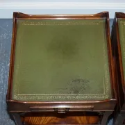 Bedside Tables with Green Leather Top