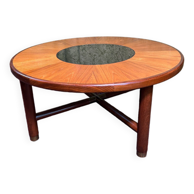 Table basse ronde GPlan en teck vintage rétro du milieu du siècle