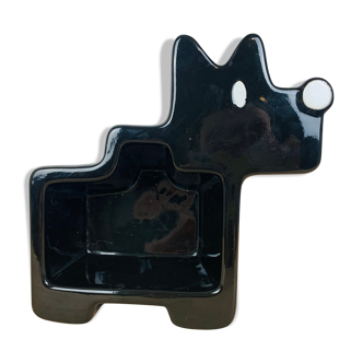 Empty black ceramic dog pocket