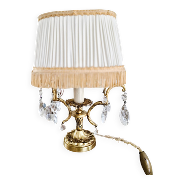 Lampe bouillotte en bronze doré ,à pampilles , style Empire