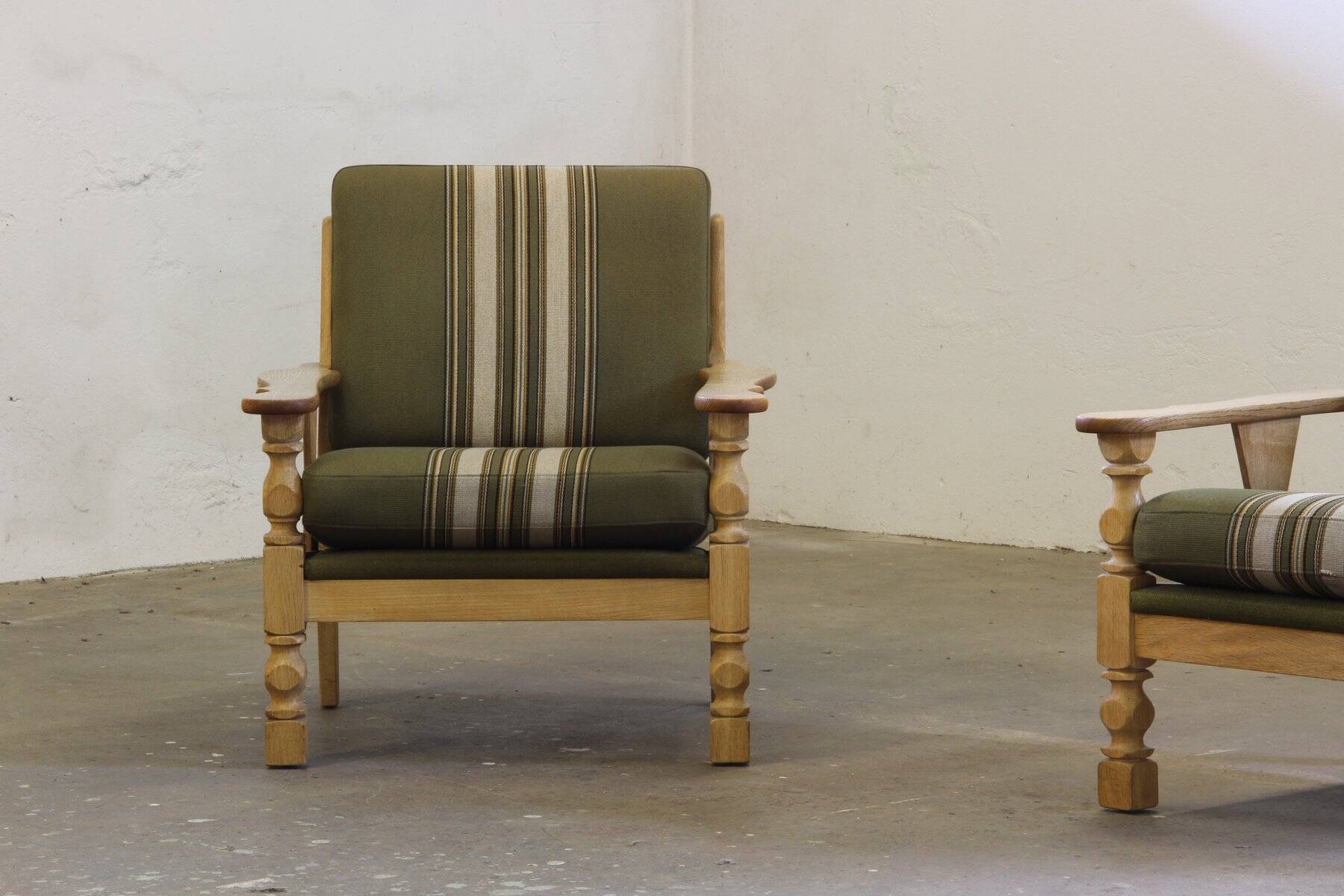 Vintage Danish light oak low back lounge chairs, 1960s, set of 2