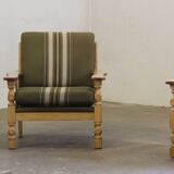 Vintage Danish light oak low back lounge chairs, 1960s, set of 2