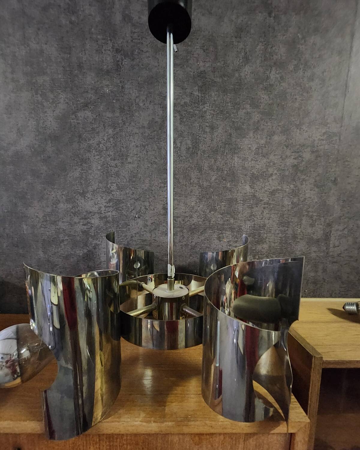 Vintage ceiling light with 4 lights, space age design.