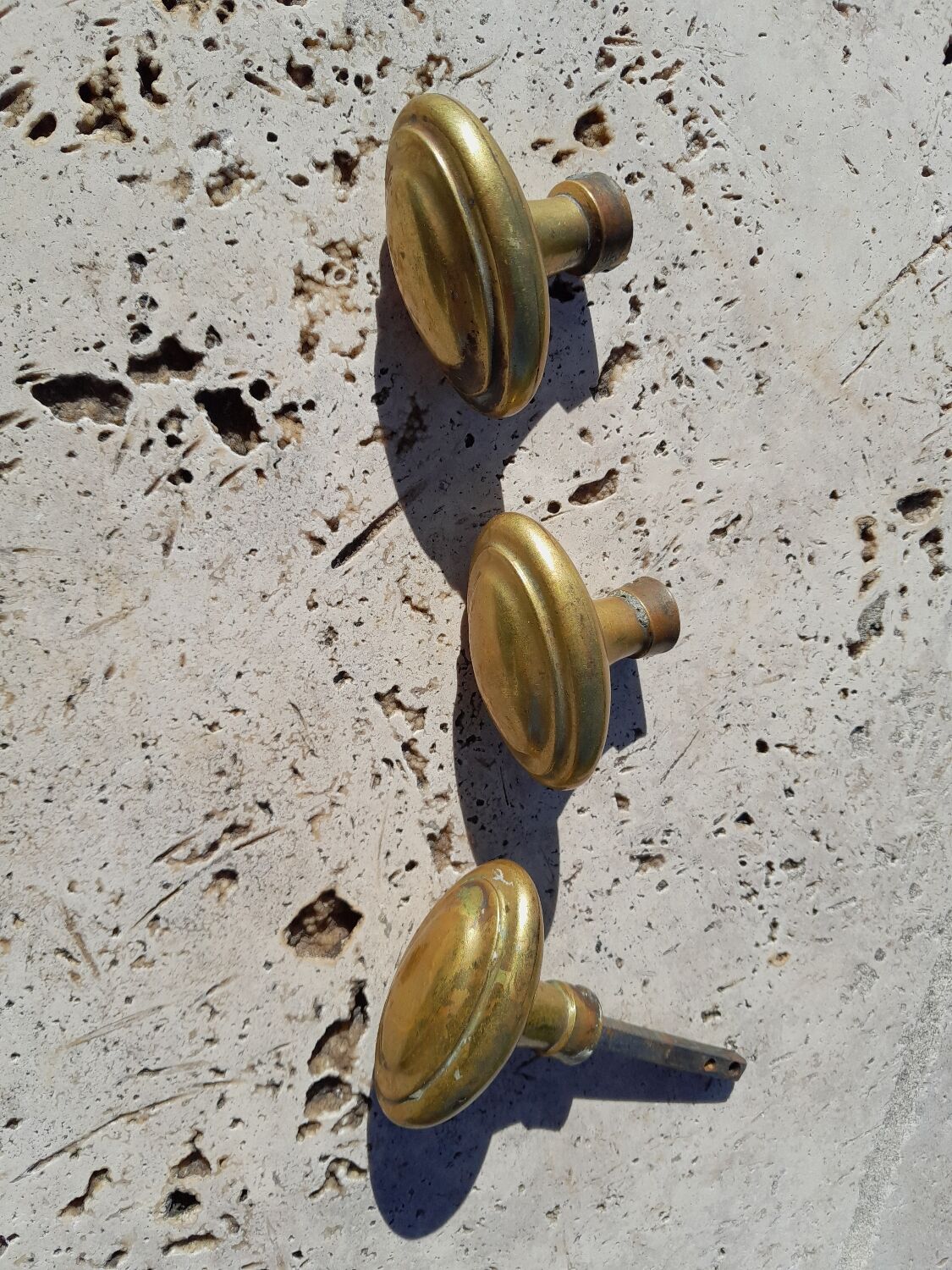 Old brass door handles
