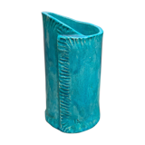 Vintage blue soliflore ceramic vase signed AI