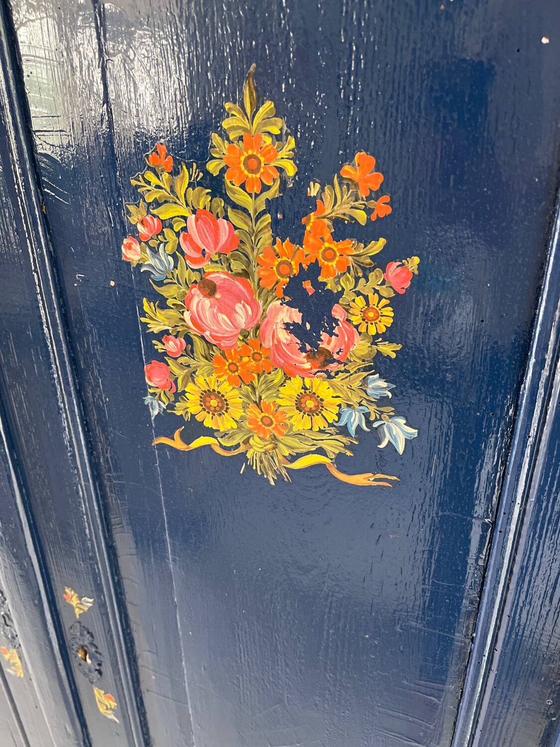 Old Parisian wardrobe painted in midnight blue