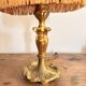 Pair of Bedside Lamps in Gilded Bronze with Pink Silk Shades and Fringes in Louis XV Style