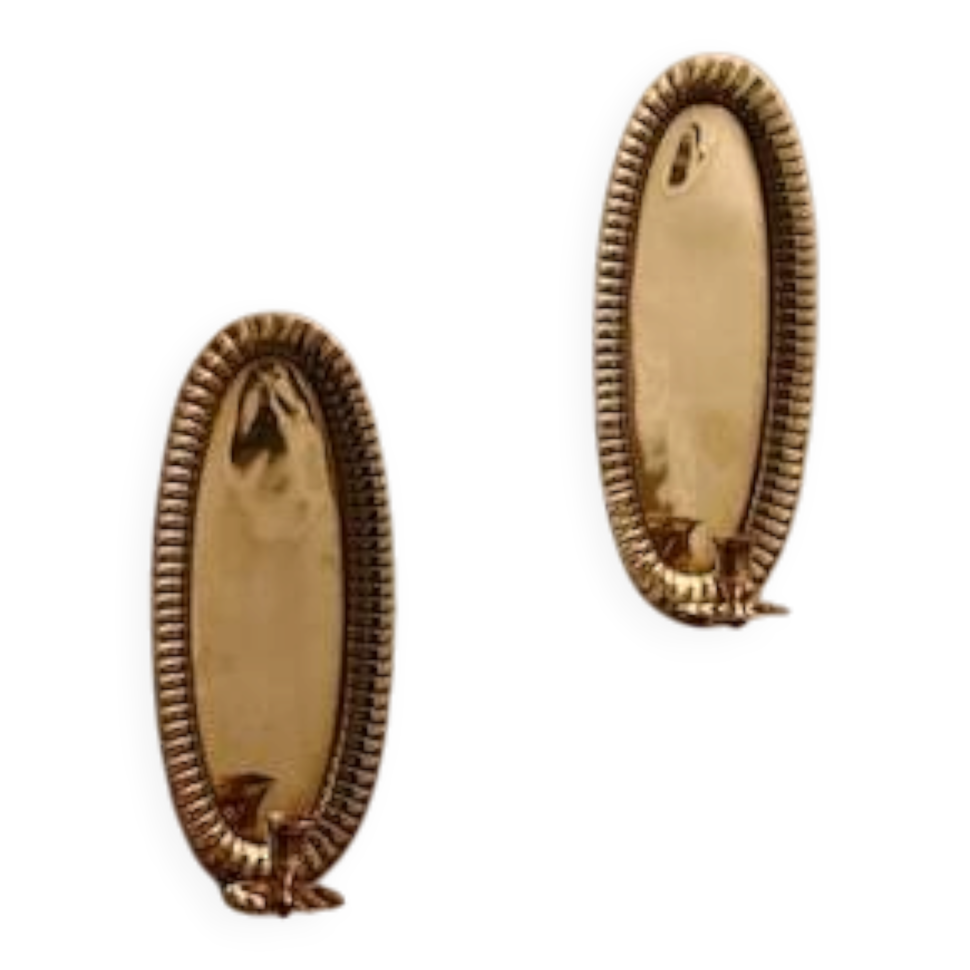 Vintage Swedish Oval Brass Wall Sconces