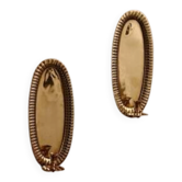 Vintage Swedish Oval Brass Wall Sconces