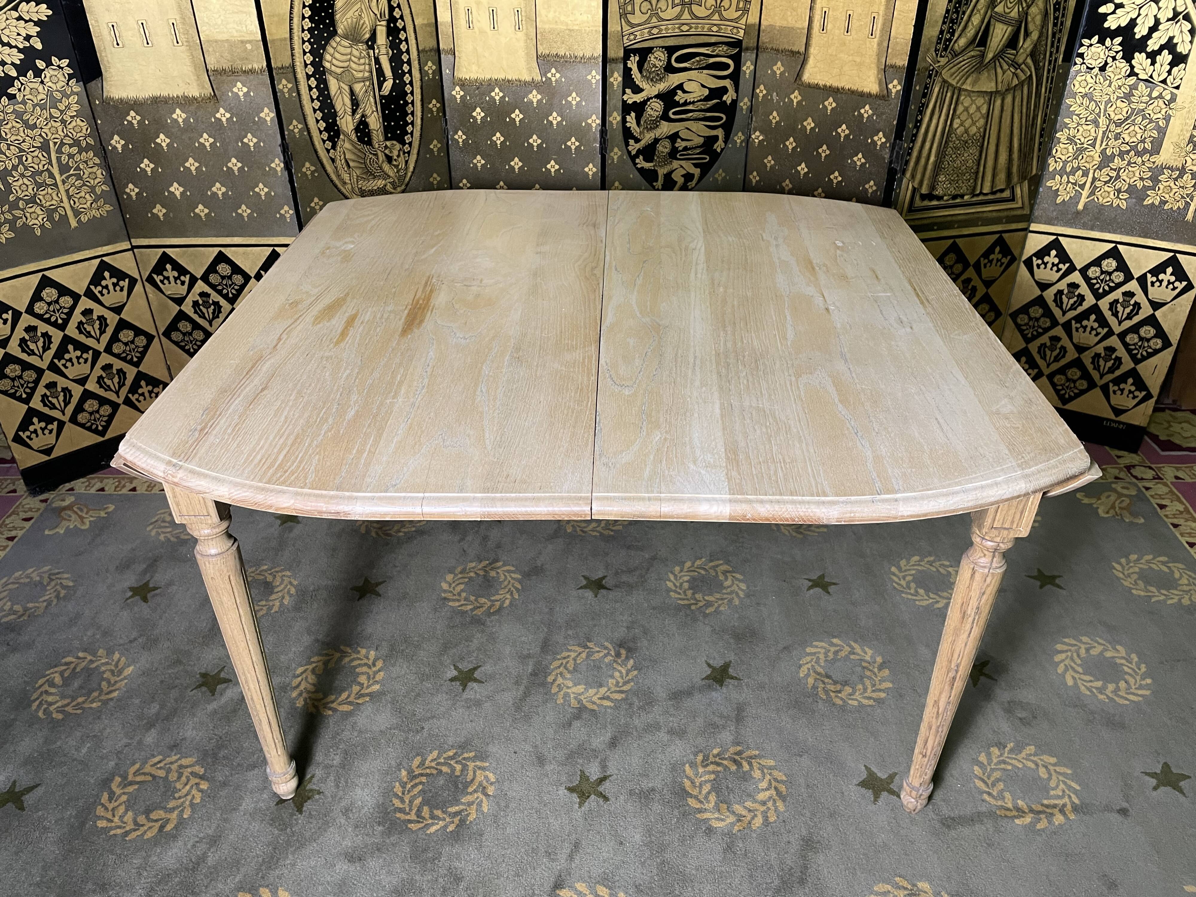 Louis XVI style dining table solid oak with 2 extensions