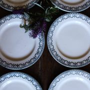 A set of 6 flat plates Terre de Fer Guirlandes Louis XVI Salins