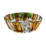 Vintage two-tone amber and clear glass salad bowl