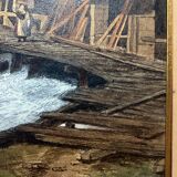 Large Watercolour Table XIX Century Tanneries District (Rouen?)