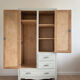 Art Deco wardrobe with shelves and drawers, renovated wood.