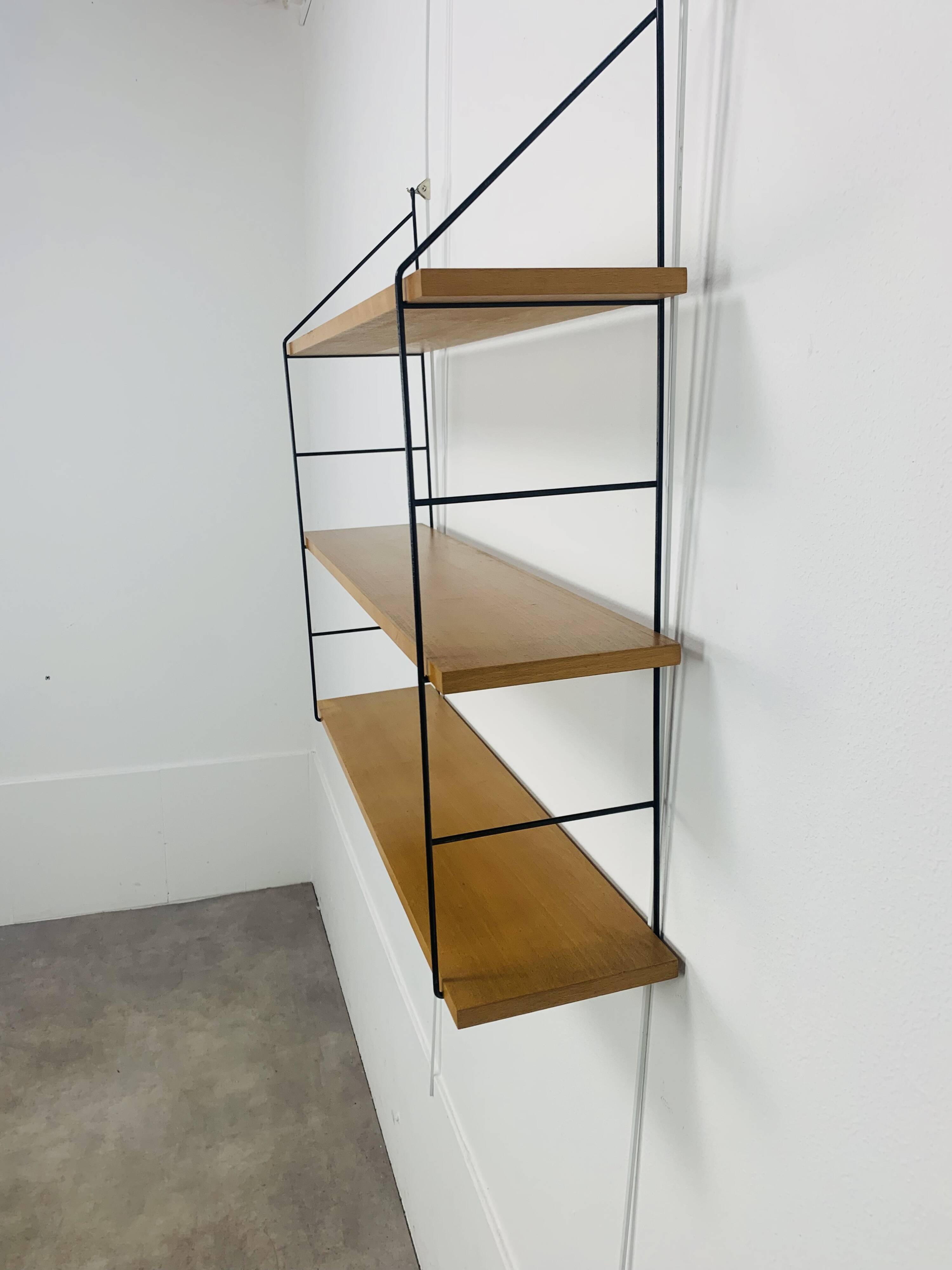 Wooden and metal string shelf, 1960s