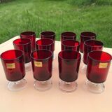 12 red vintage stemmed glasses