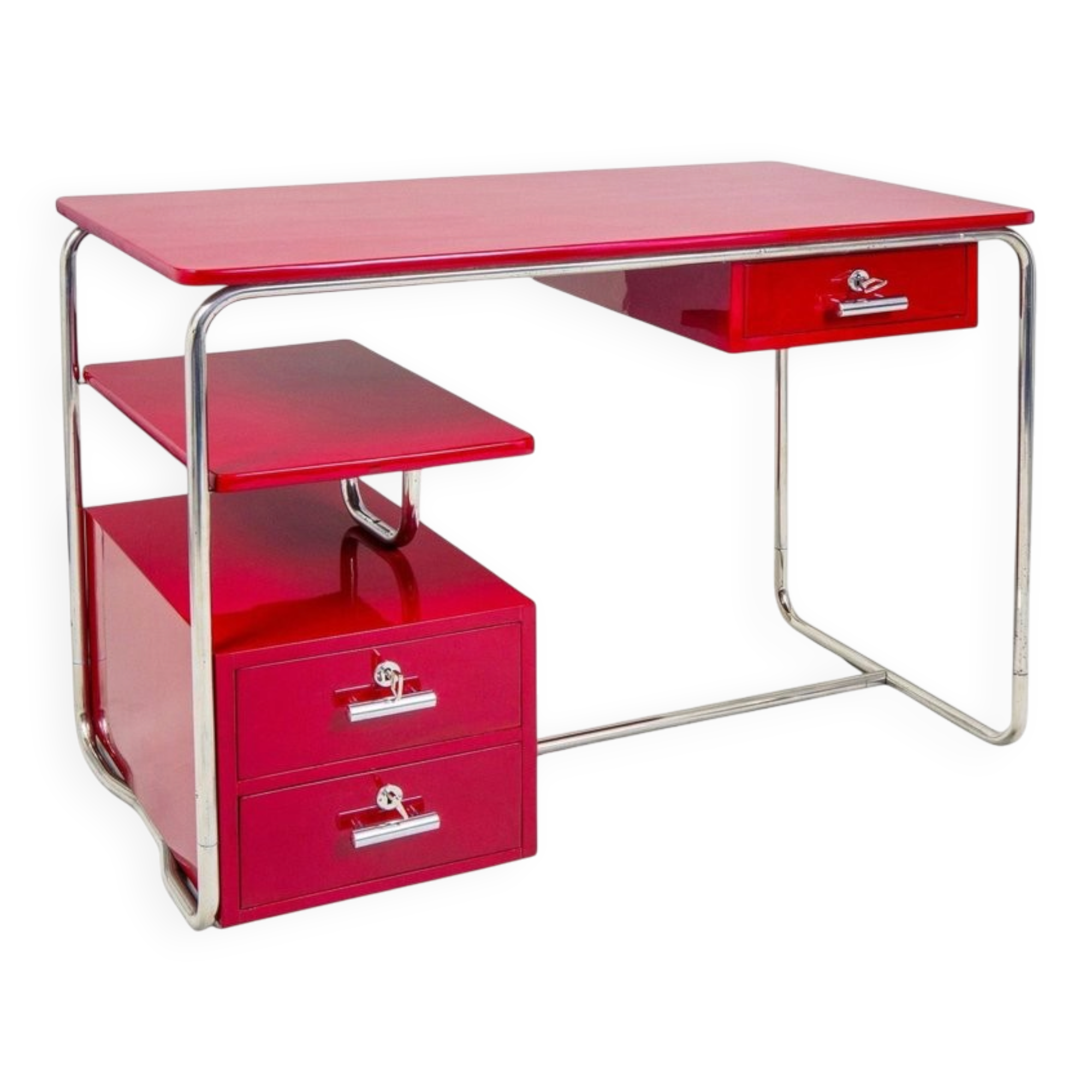 Vintage German Chrome Writing Desk, 1930s