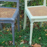 Duo of vintage chairs patinated