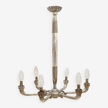 Art Deco chandelier silver brass, 1920