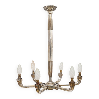 Art Deco chandelier silver brass, 1920