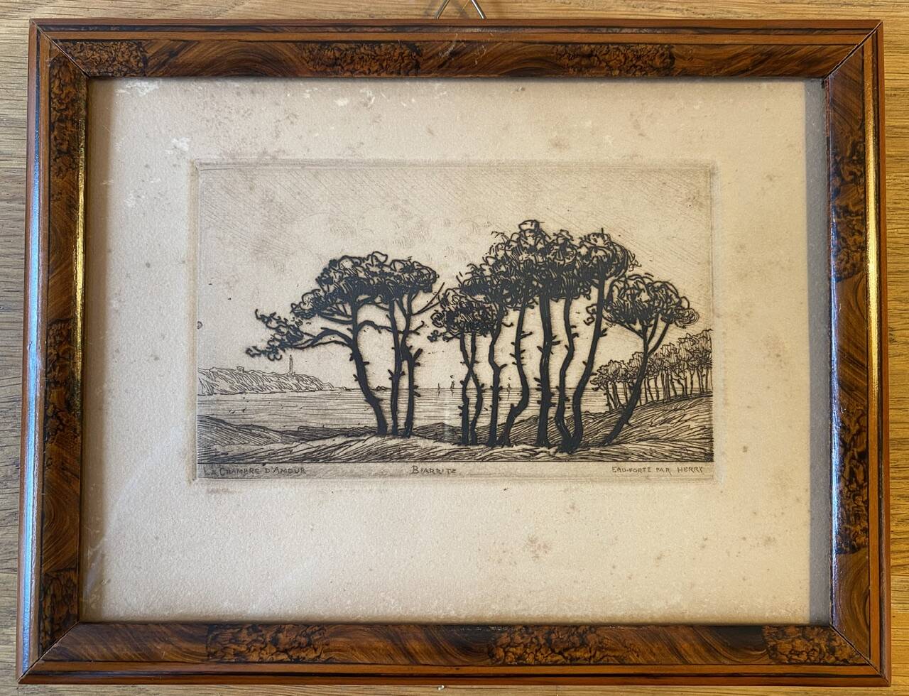 Old engraving, Biarritz, the 20th century love bedroom
