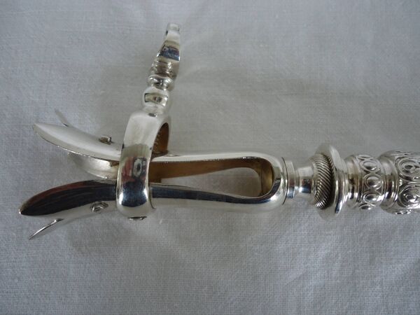 Manche à gigot, pince en métal argenté et manche argent fourré