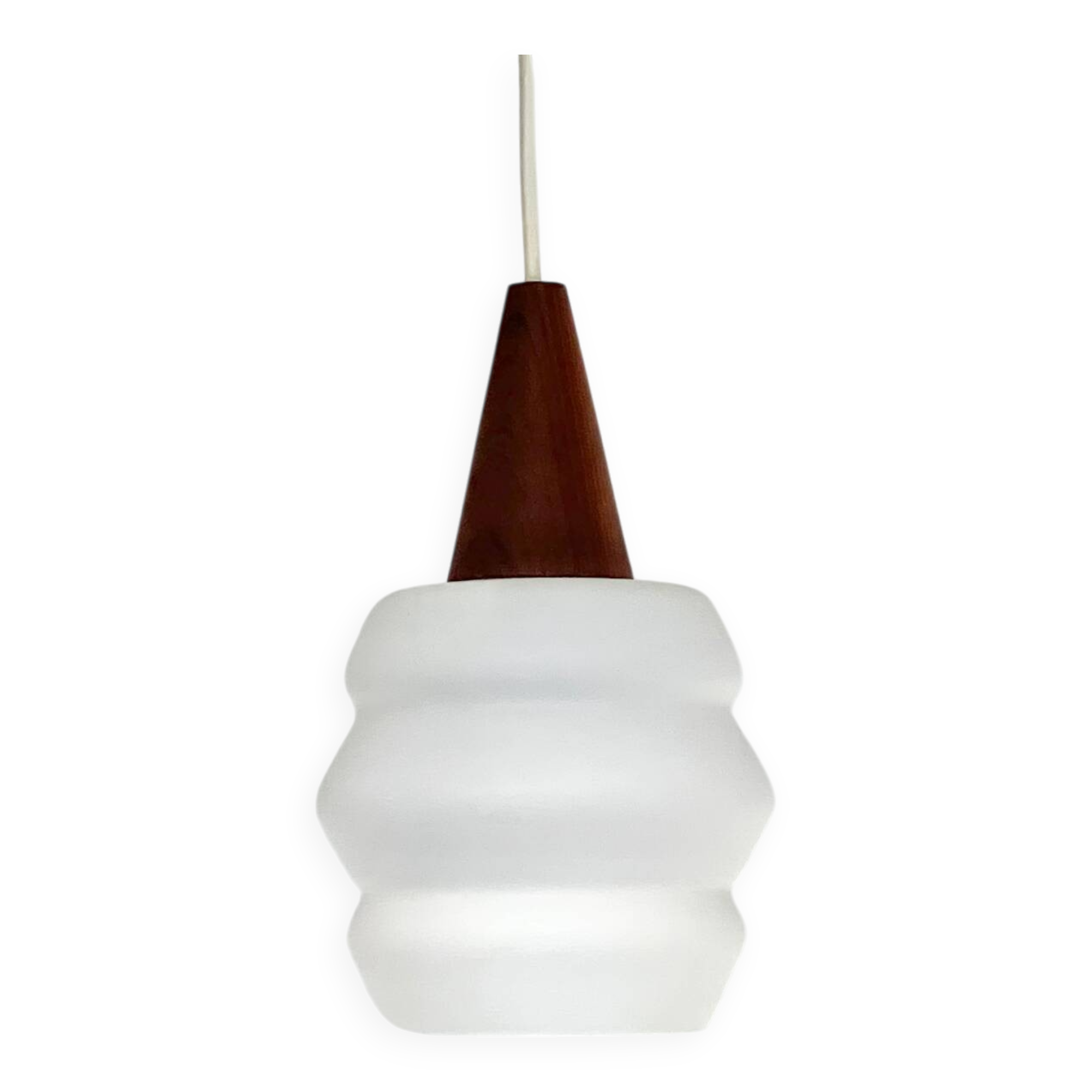 Scandinavian opaline pendant light by Louis Kalff for Philips
