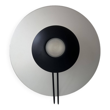 Vintage wall lamp, aluminum and sandblasted glass, Italy 1980