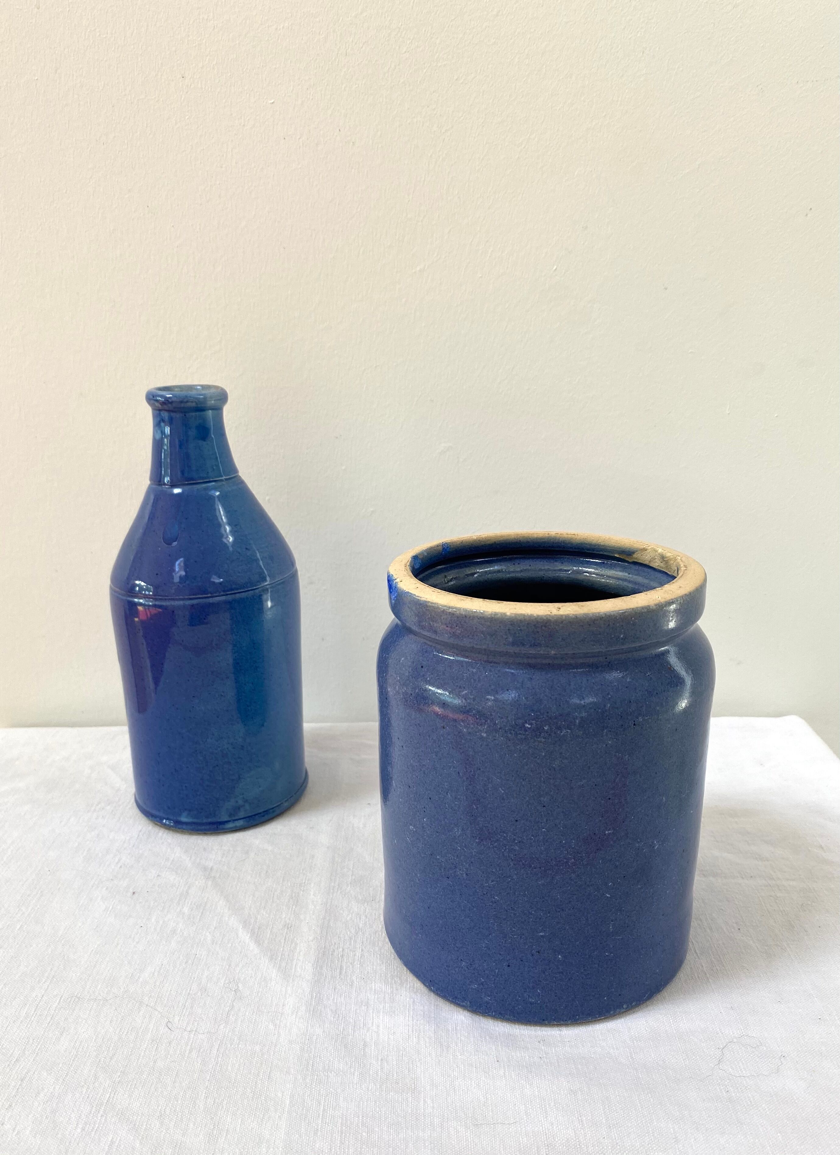 Blue pot in glazed stoneware - Bourdon Frères Paris