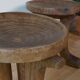 Pair of ancient Ethiopian tripod stools made of monoxyle wood.