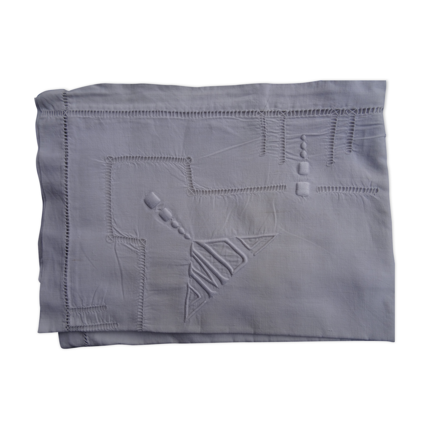 Nice pair of Art Deco MD Monogrammed pillowcases