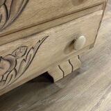 Art Deco chest of drawers in black marble and stripped solid oak