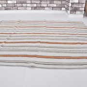 Tapis Kilim en chanvre d'Anatolie à rayures, référence 3681