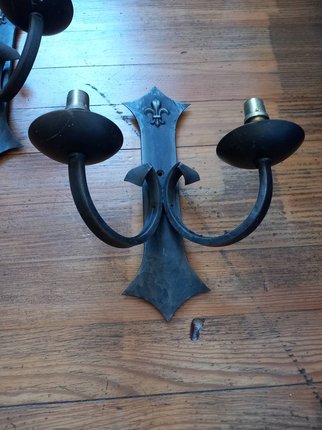 3 vintage iron wall lights/ Medieval/ Castle
