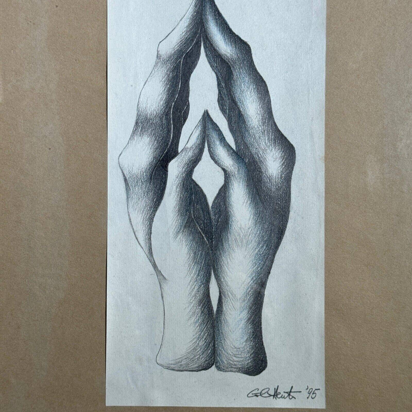 Drawing of hands by Calin Hentea 20th century