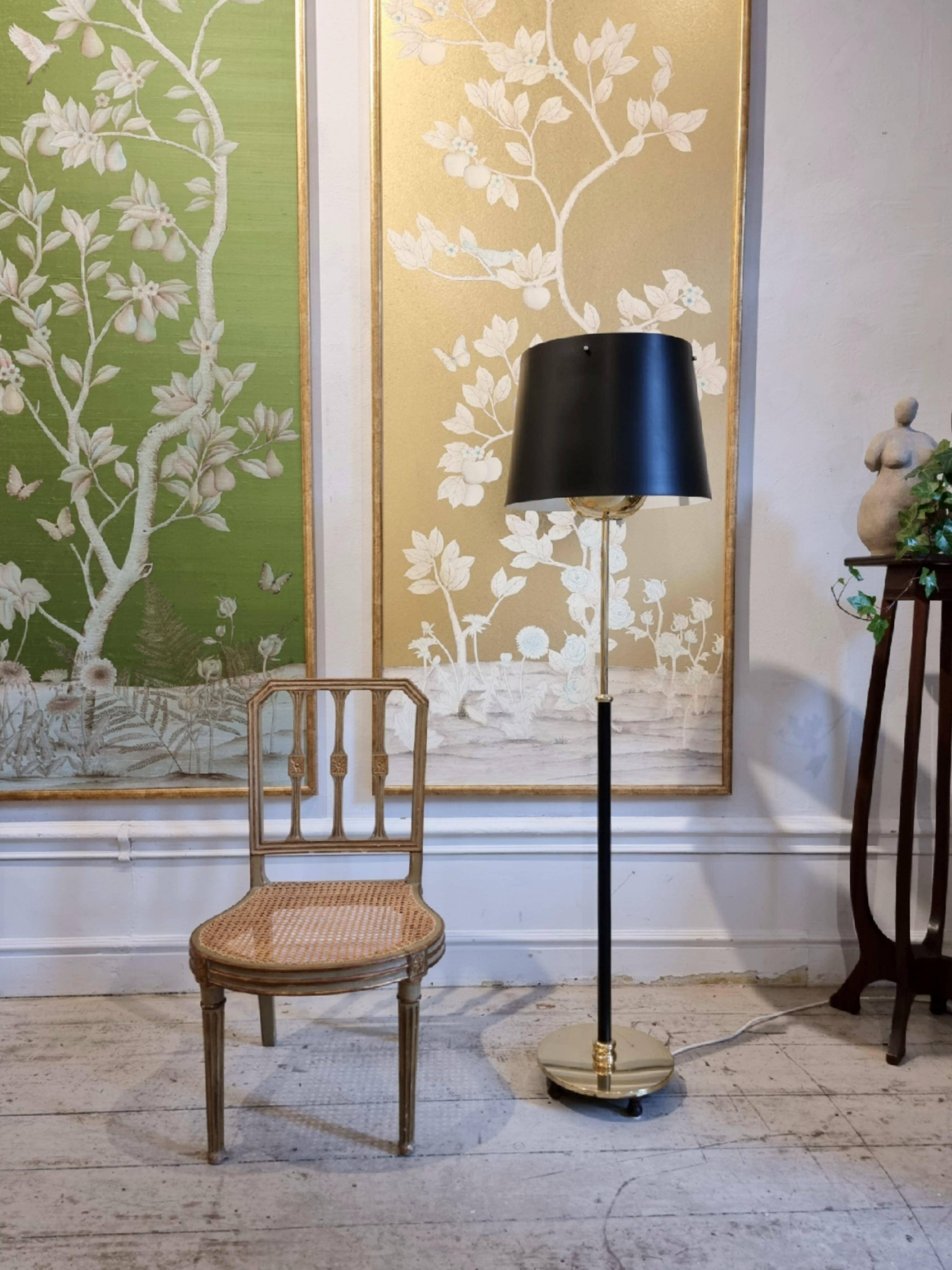 Josef Frank, floor lamp model 2564, for Svenskt Tenn, Sweden, 1950s. Beautiful patina.