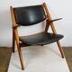 Chaise Lounge CH28 in Teak and Black Leather by Hans Wegner for Carl Hansen
