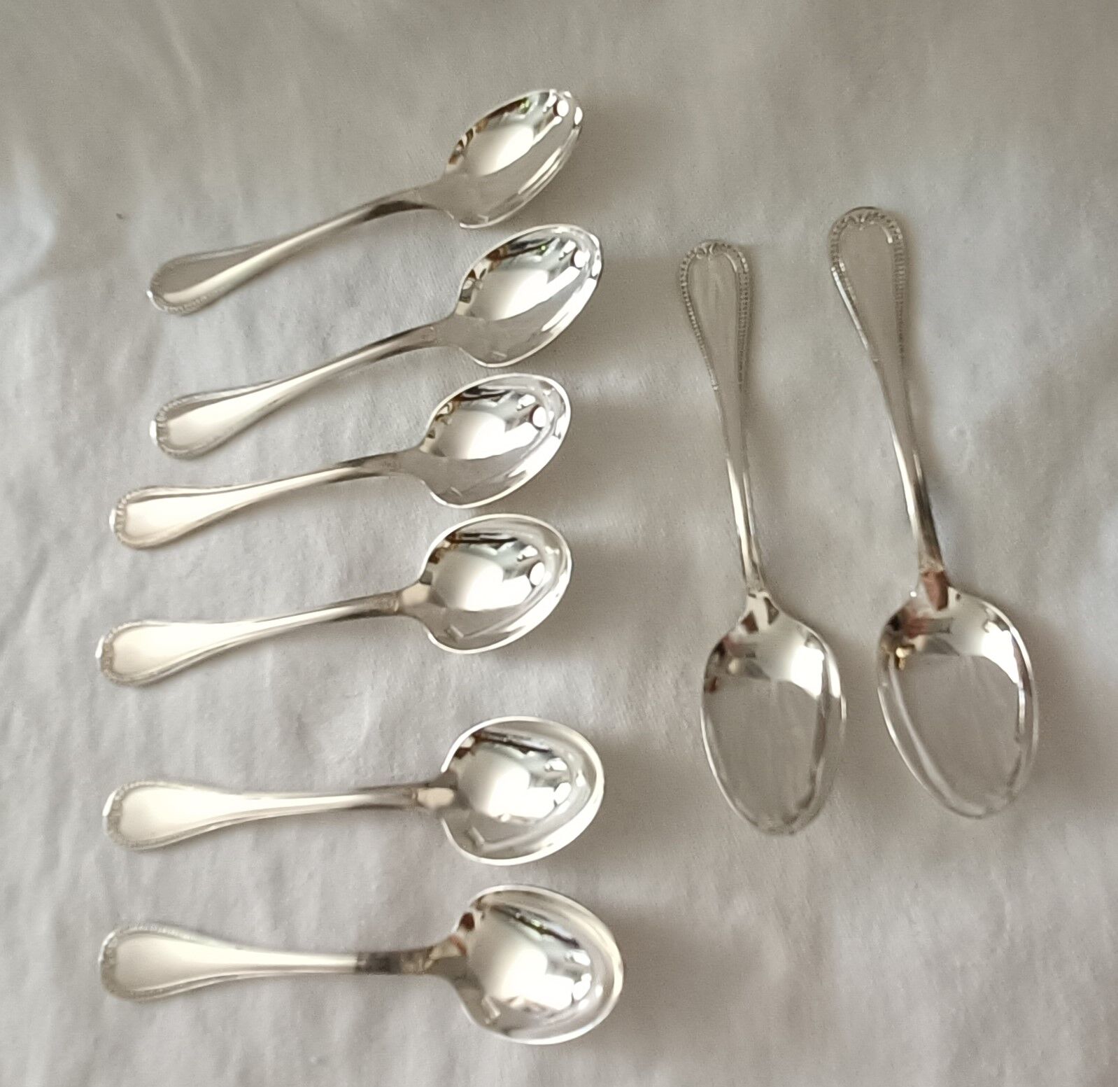 Set of 8 silver metal mocha spoons from christofle model "malmaison"