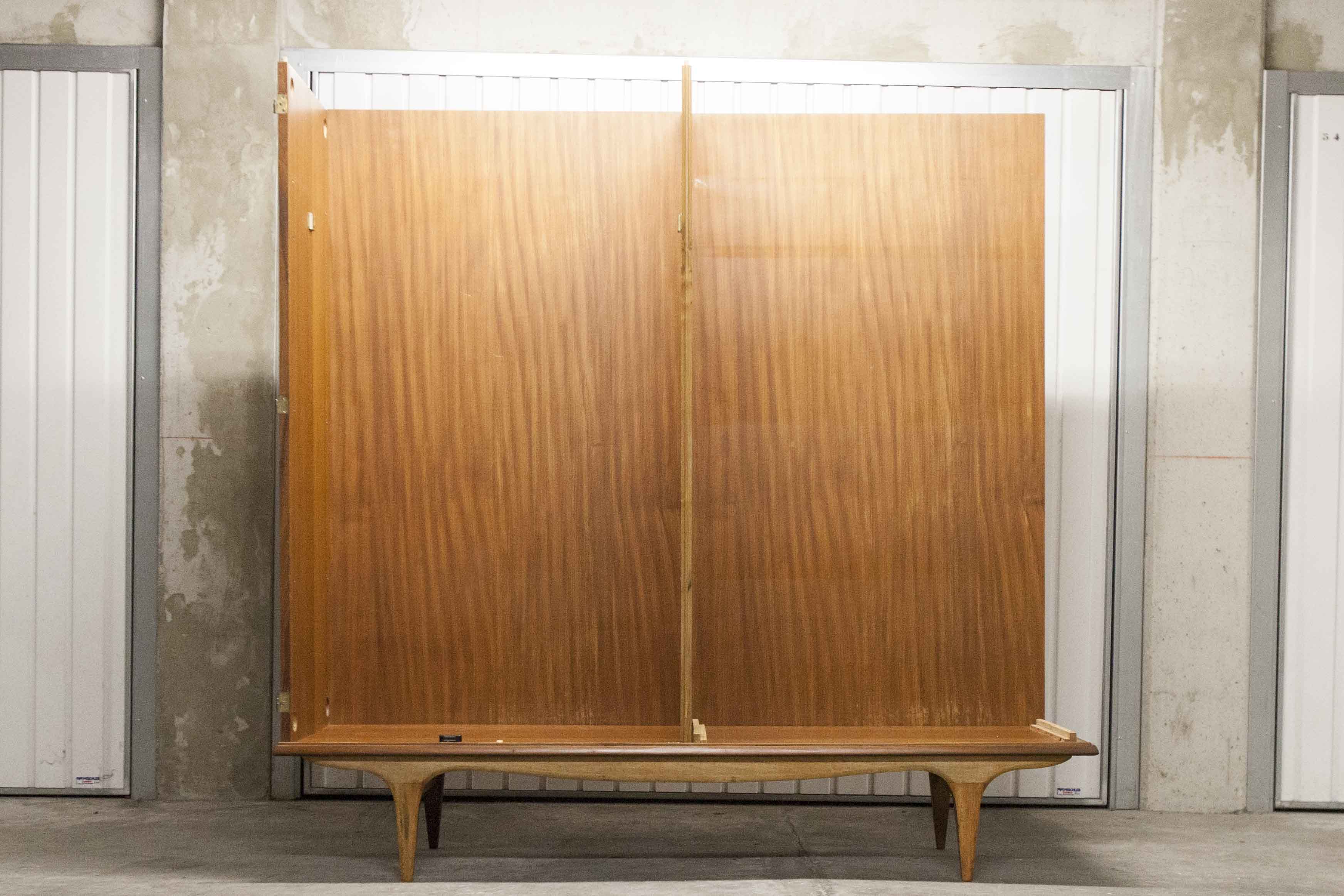 Scandinavian teak cabinet 1960 with mounting plan