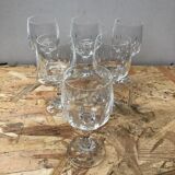 Set of 6 vintage 20th century cut crystal stemmed glasses