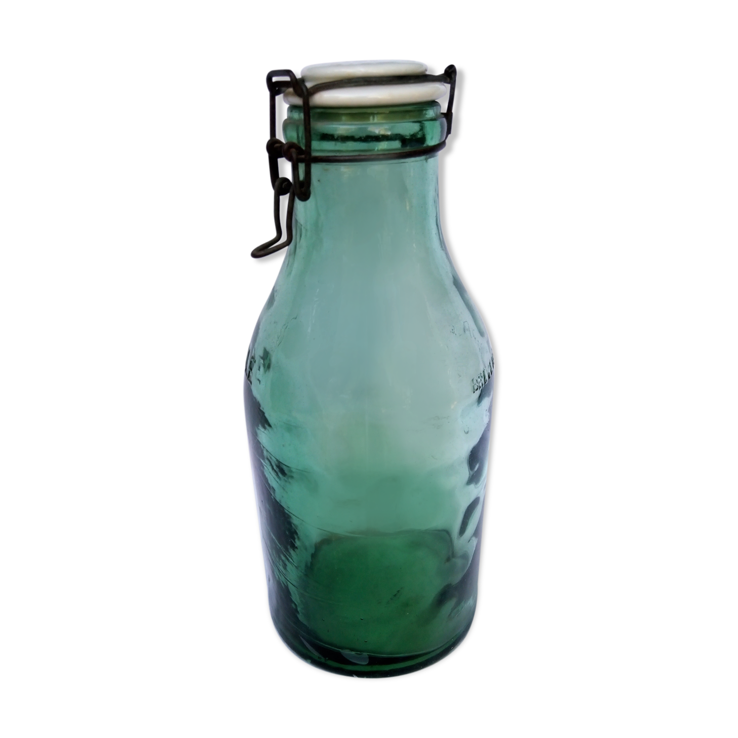 Old glass bottle porcelain cap, 2 liters