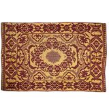 Vintage Romanian carpet floral design brown on yellow background 251x150cm