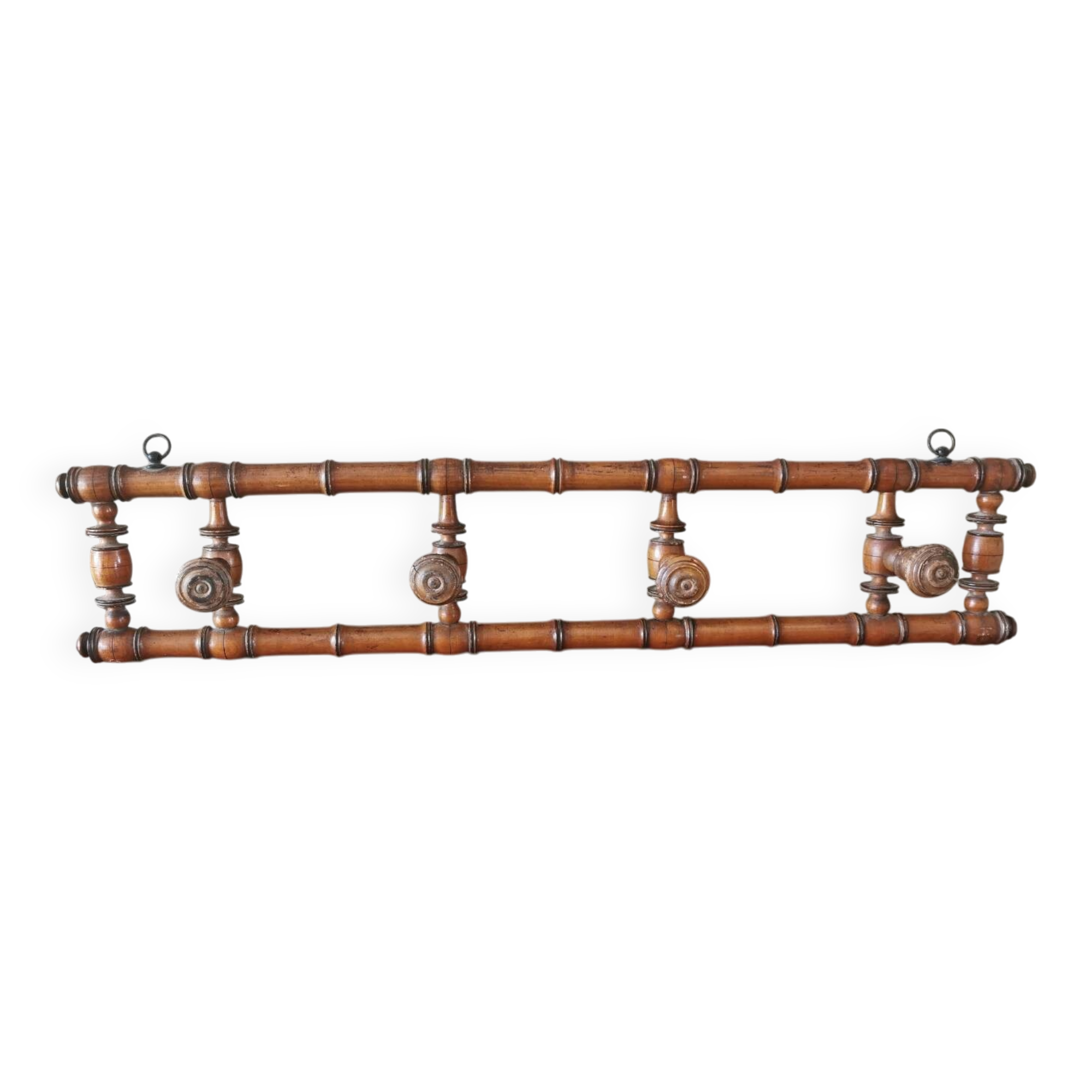 Antique wooden wall coat rack