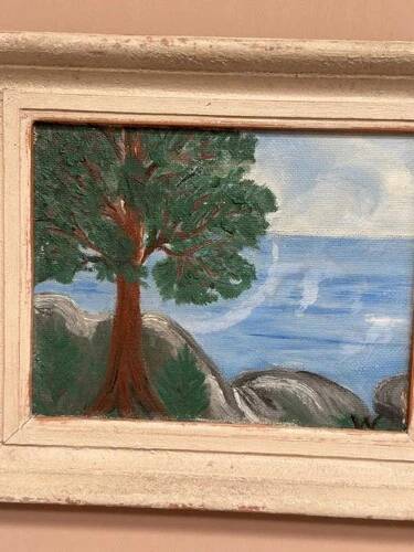 Mid-Century Oil on Panel “Tree” by Unknown, Vintage & Framed 34 × 29 cm