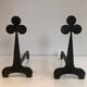 Pair of wrought steel and iron chenets with clover decorations 1950