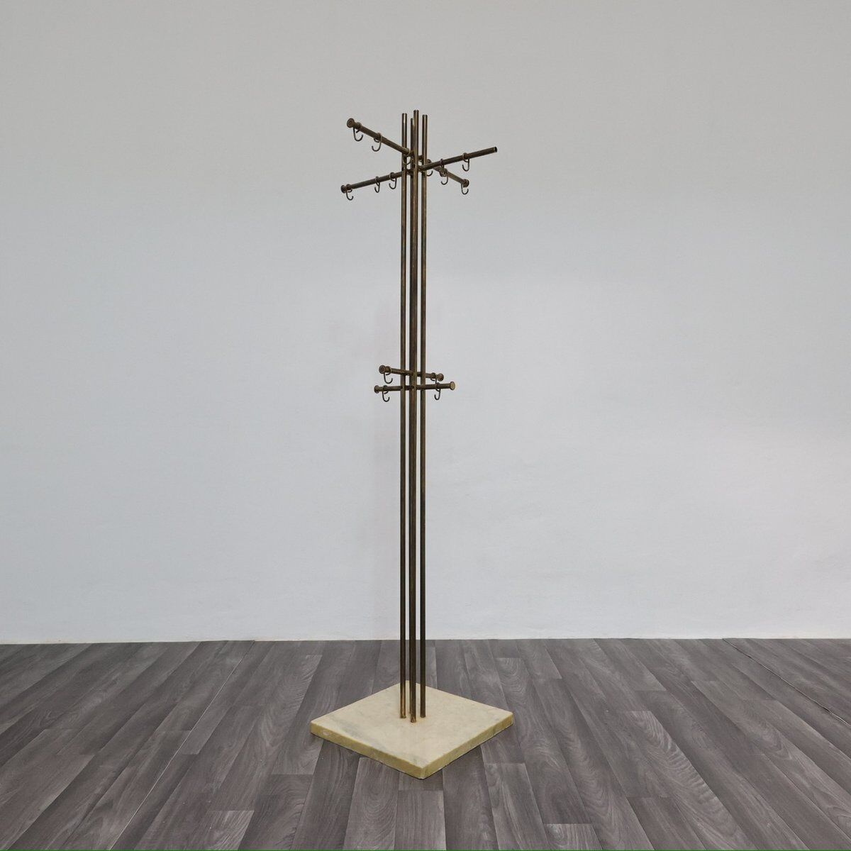 Modern Marble and Brass Coat Rack by Renato Zevi for Metalarte, 1970s