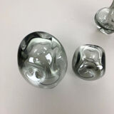 Set of 3 cubic hand blown crystal glass vase by Friedrich Kristall Germany 1970s