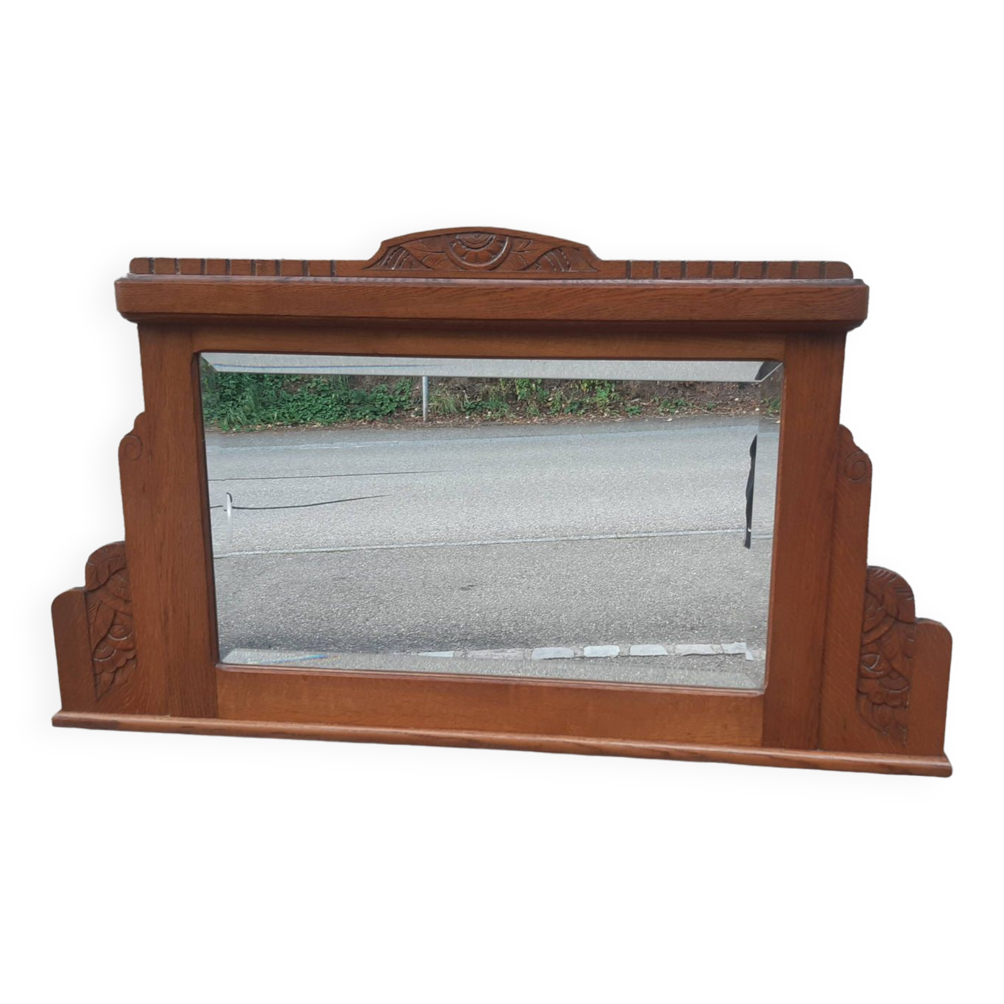Art deco golden oak mirror